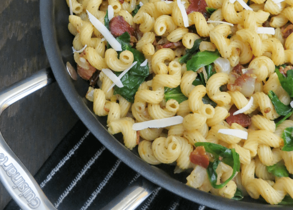 Wilted Spinach Bacon Pasta Recipe