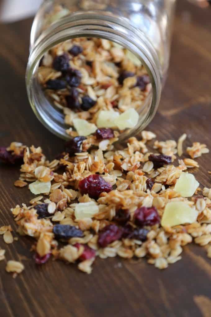 Crock Pot Honey Granola with dried fruit recipe