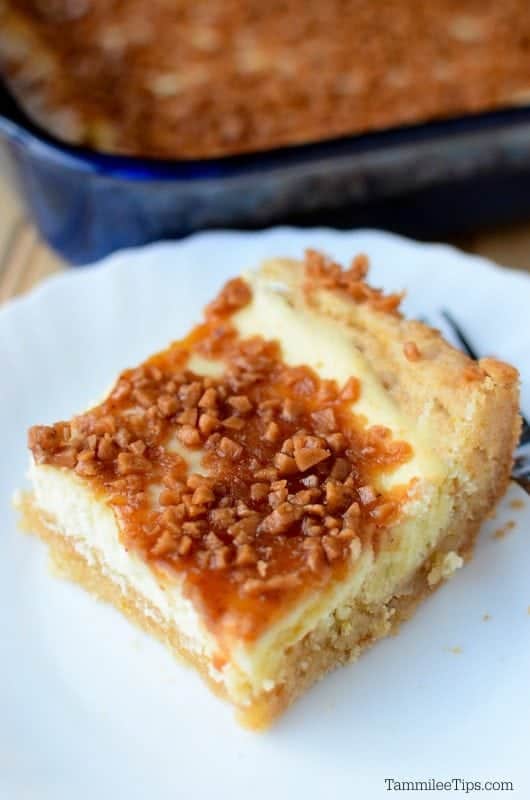 Creme Brule cookie bar on a white plate