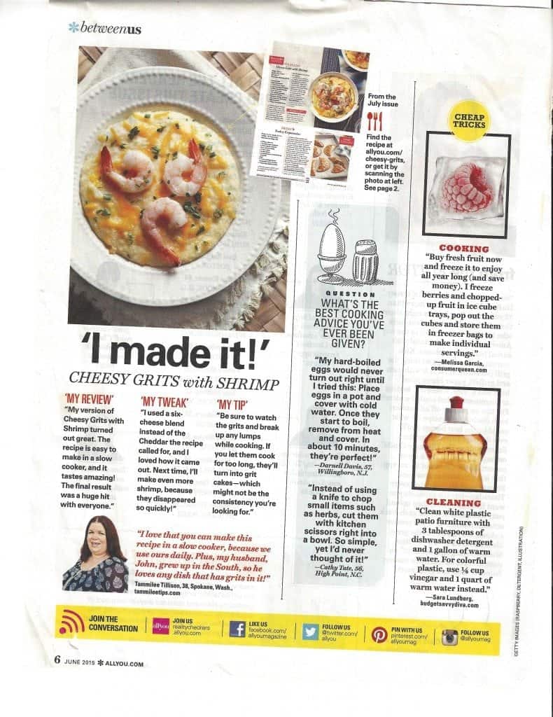 I made it photo of shrimp and grits with a photo of Tammilee in a magazine. 