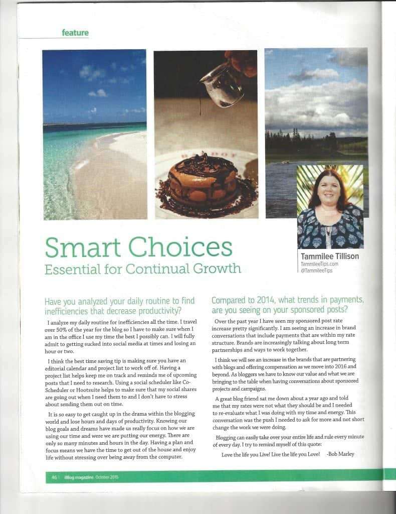 Smart Choices article with a photo of tammilee