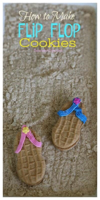How to Make Flip Flop Cookies with Nutter Butters, plus how to make edible sand. Super fun summer cookies that are DIY and easy to make! 
