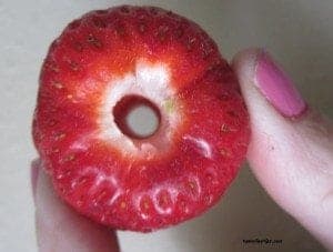 hole through the middle of a strawberry