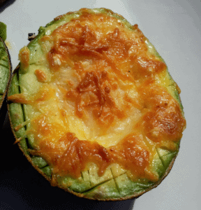 cheese melted in an avocado