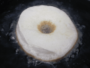 biscuit donut frying in oil 
