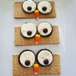 Graham Cracker Owls on a white platter