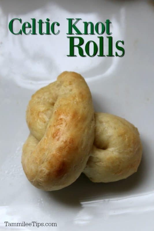 Celtic knot rolls over a roll on a white plate