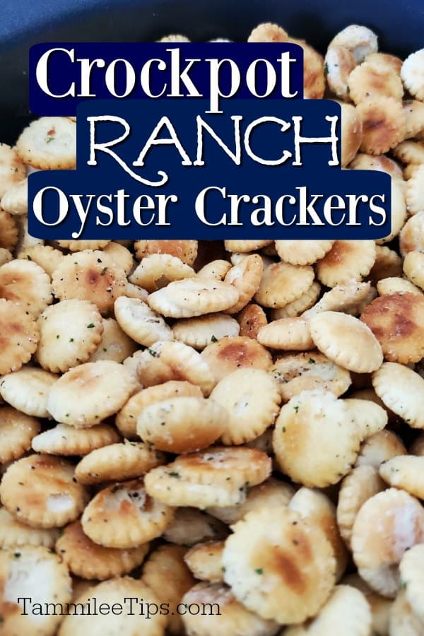 Close up photo of Ranch Oyster Crackers in the slow cooker