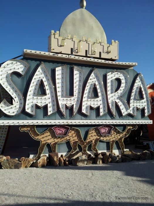 Sahara neon sign with camels