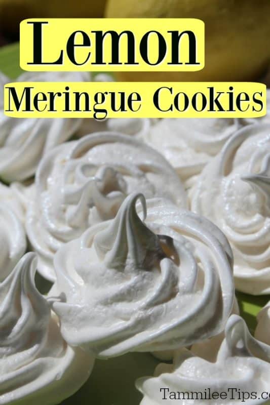 Lemon Meringue Cookies text over a plate of cookies