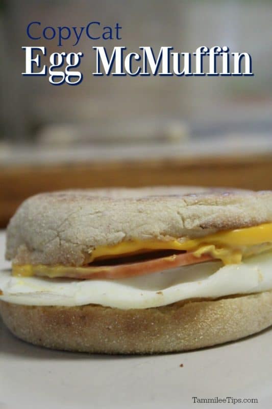 Copycat Egg McMuffin over an English muffin with a slice of ham, egg, and cheese