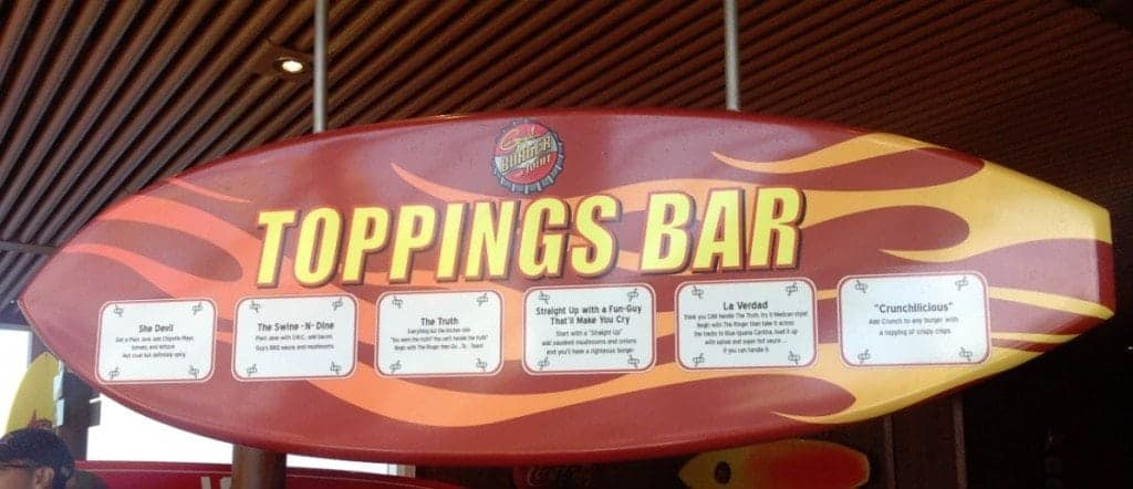 Carnival Breeze Guy Burger Topping Bar