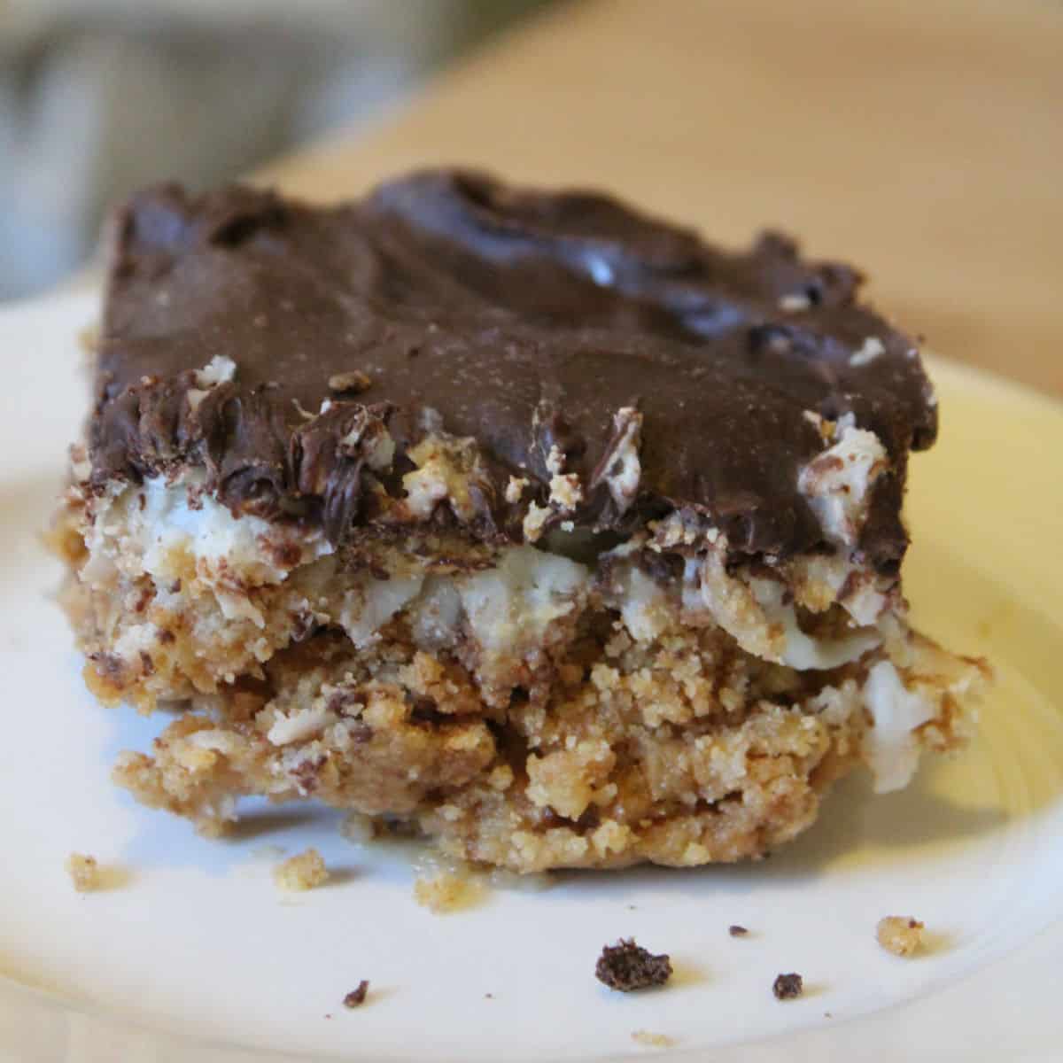 Almond Joy Bar on a white plate