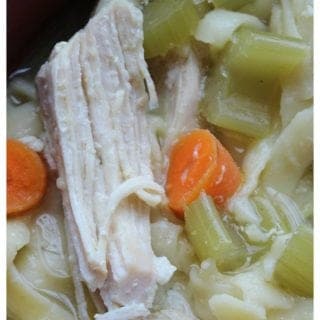 Easy Homemade Slow Cooker CrockPot Chicken Noodle Soup Recipe! The crock pot does all the work and you have a family meals that is the perfect winter comfort food.