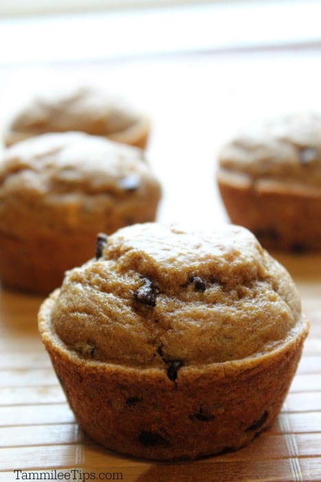 Pumpkin Chocolate Chip Muffin in front of a few other muffins