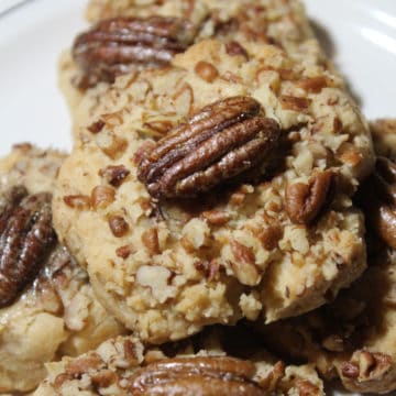 Butter Pecan Cookies on a white plate