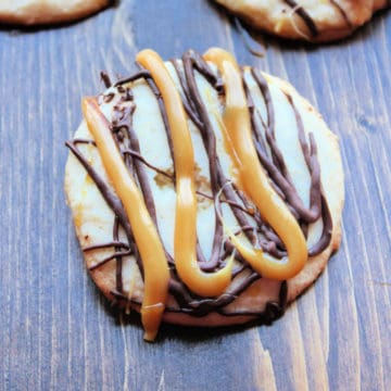 Caramel Macchiato Cookies on a wood cutting board