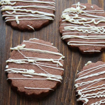Chocolate Shortbread Cookies on a wooden board