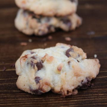 Coconut Chocolate Chip Cookies on a wooden board