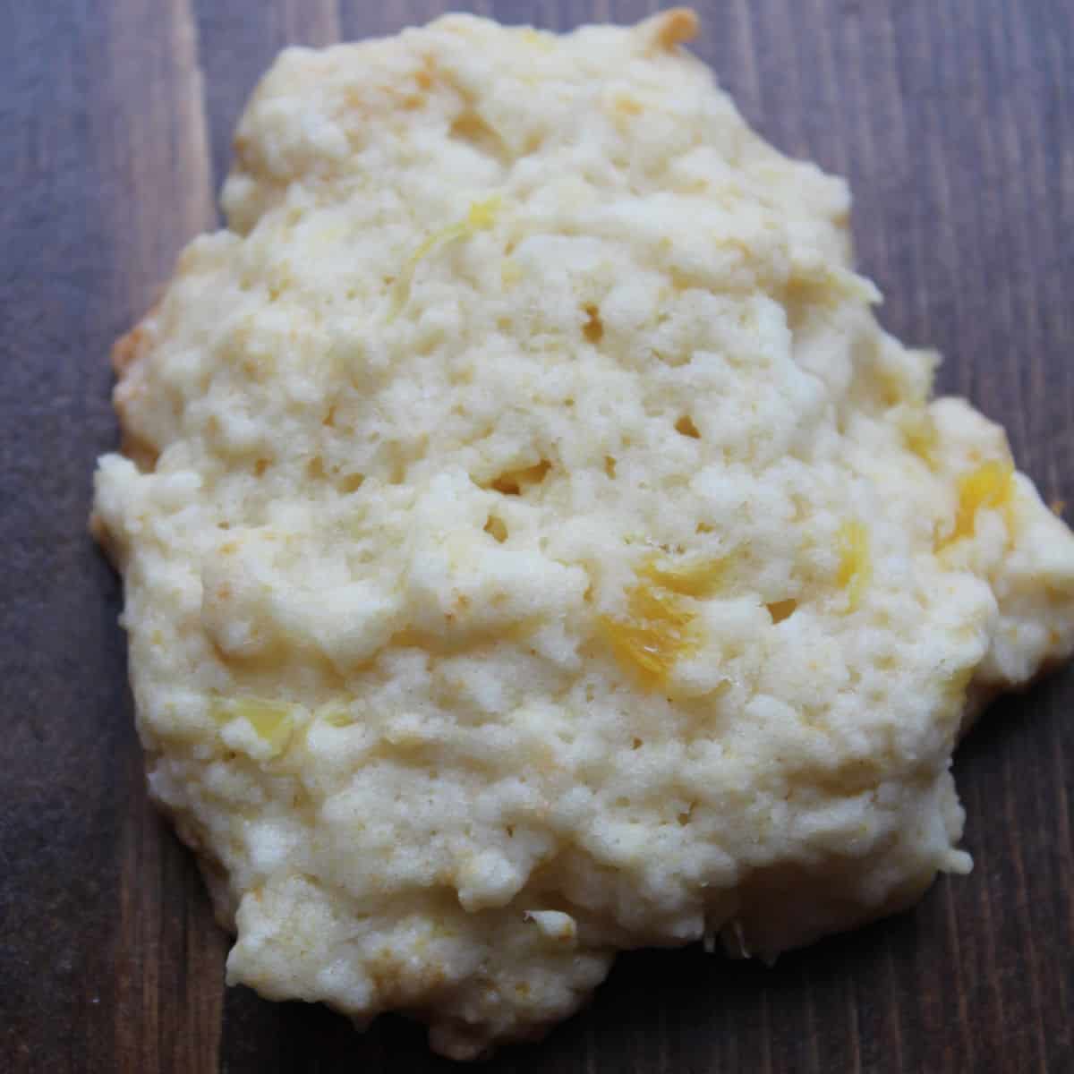 Coconut Pineapple Drop Cookie on a wooden board