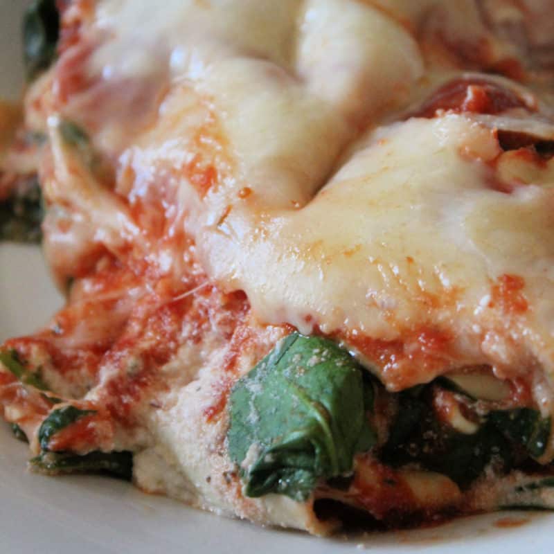 Crockpot Spinach Lasagna on a white plate