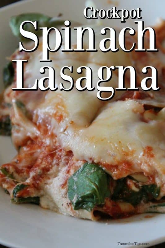 Crockpot Spinach Lasagna on a white plate