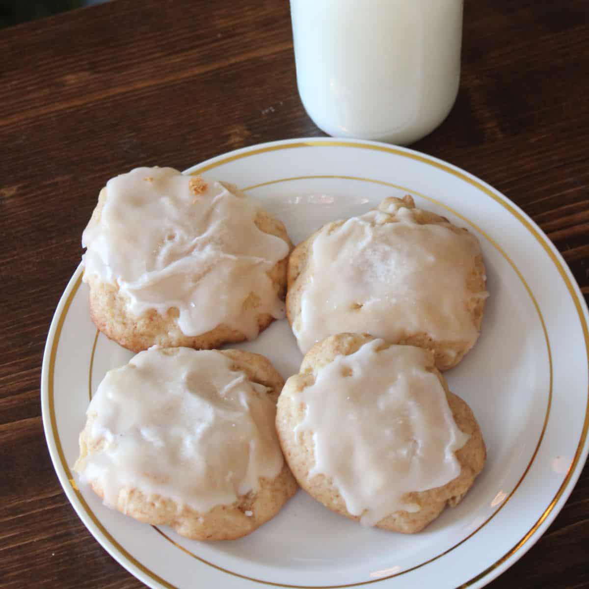 Frosted Pineapple Cookies on a white plate