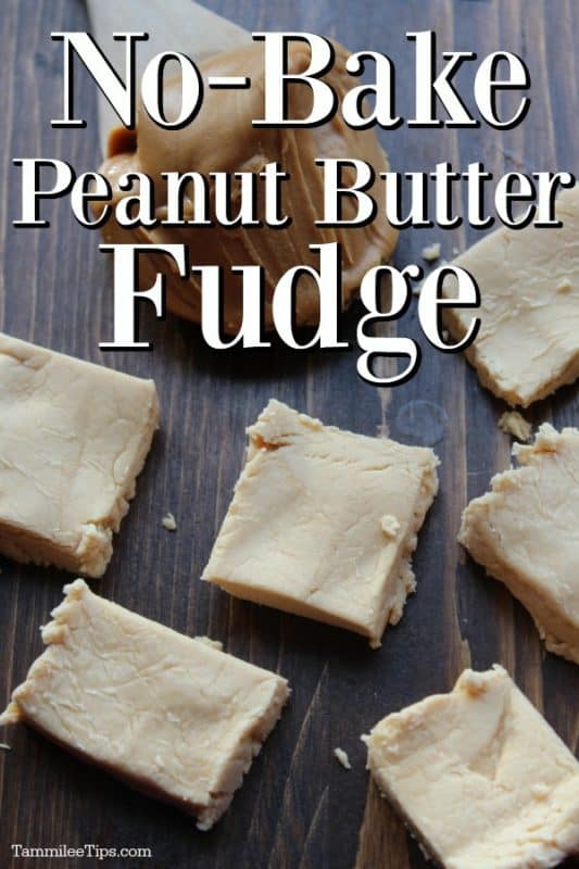 No Bake Peanut Butter Fudge on a wood cutting board