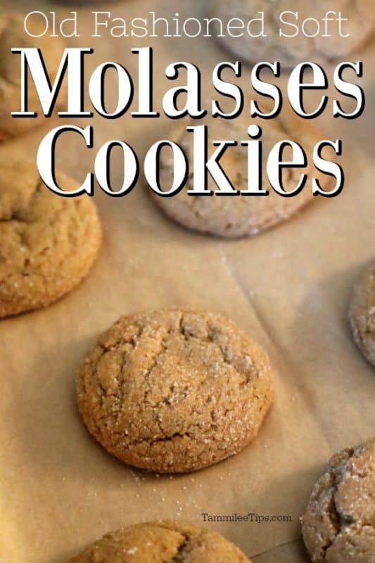 Old Fashioned Soft Molasses Cookies on parchment paper
