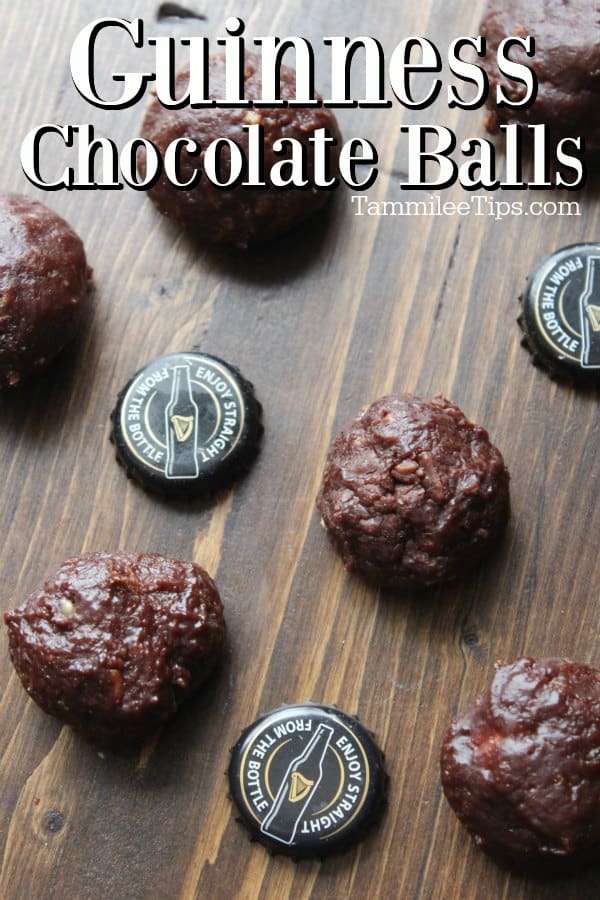 Guinness Chocolate Balls on a wood board