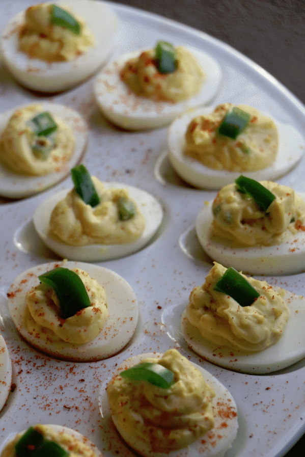 MIRACLE WHIP Spicy Deviled Eggs with jalapeno