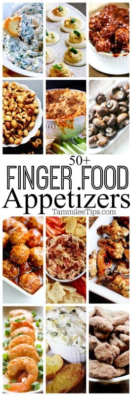 50+ Finger Food Appetizer Recipes perfect for holiday Christmas parties, superbowl football parties, birthdays and more! These recipes are easy, simple and great for a crowd! #appetizer #slowcooker #crockpot #recipes #holiday #party