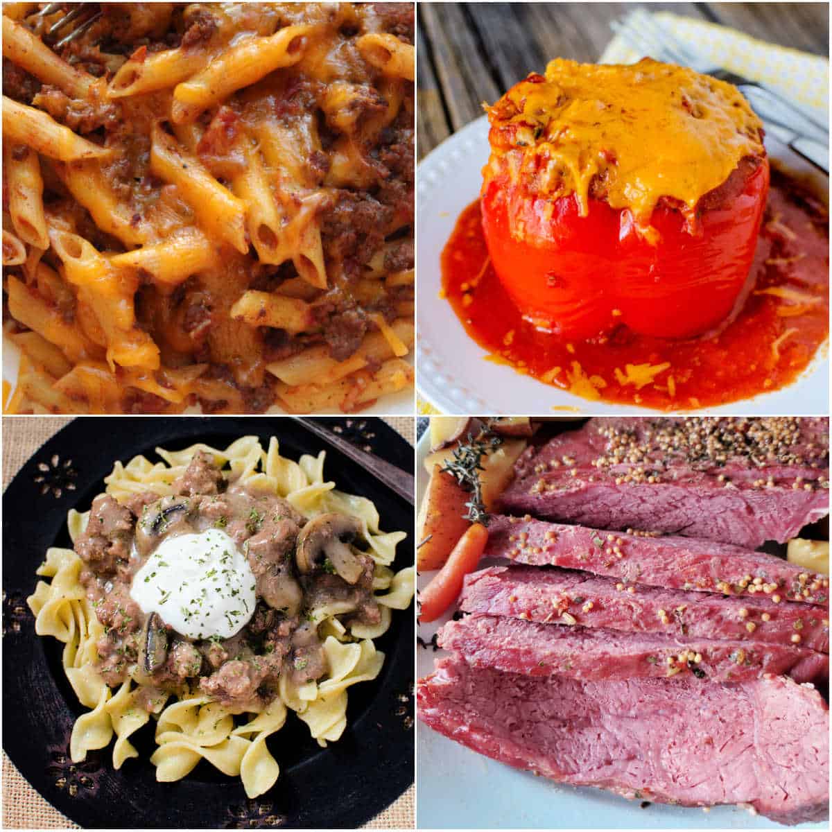 Collage of beef dinner recipes