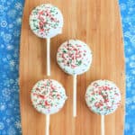 Holiday Oreo Treats on a wood cutting board