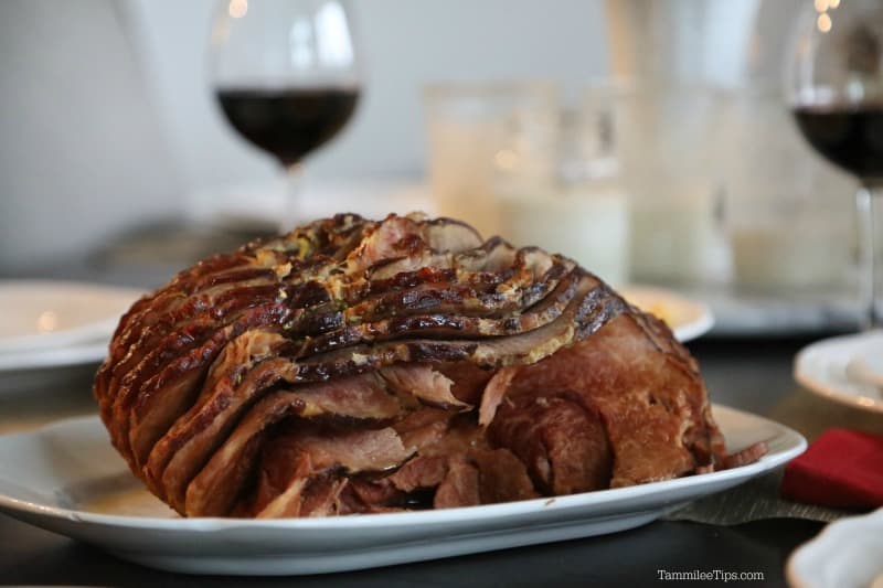 crockpot coke ham on a white platter