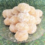 Snowball Cookies on a glass plate