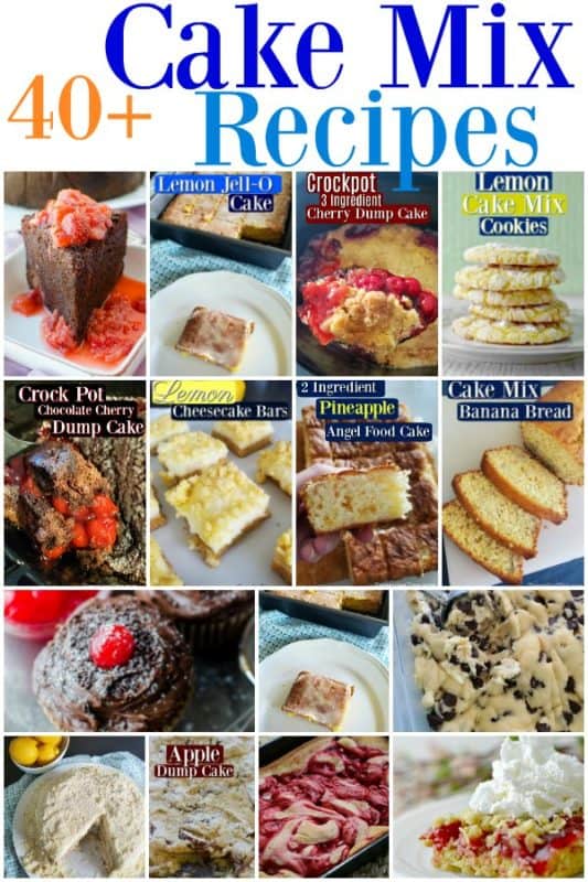 40 Cake Mix Recipes text over a collage of cake mix recipes