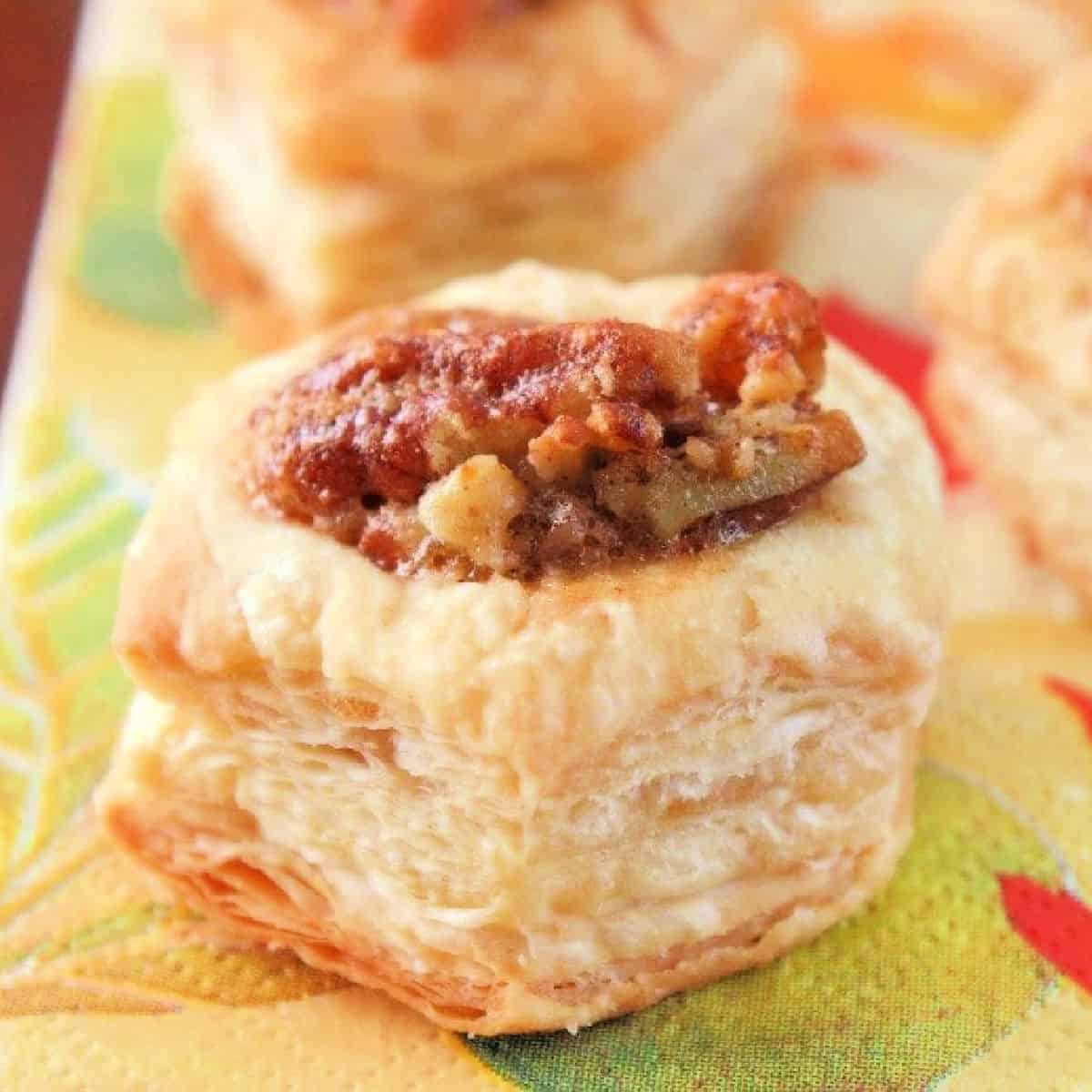 Pecan Pie Puffs on a paper napkin