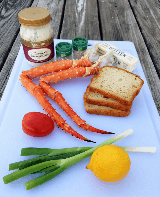 Crab Roll Ingredients  on a cutting board