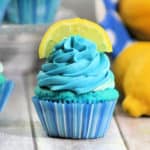 Blueberry Lemonade Cupcake in blue paper liner