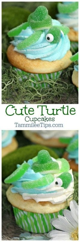 Easy Turtle Cupcake Recipe perfect for an under the sea ocean birthday party! Cute DIY Turtle cupcakes great for baby showers, birthday parties, desserts, 