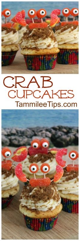 How to make seriously oh so cute Crab Cupcakes! Perfect for Under the Sea Ocean birthday parties, baby showers, Moana, Little Mermaid parties