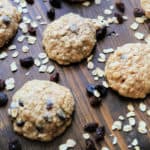 Apple Oatmeal Raisin Cookies on a wood board