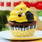 Honey Bee Beehive Cupcake with paper liner and cute bee candy