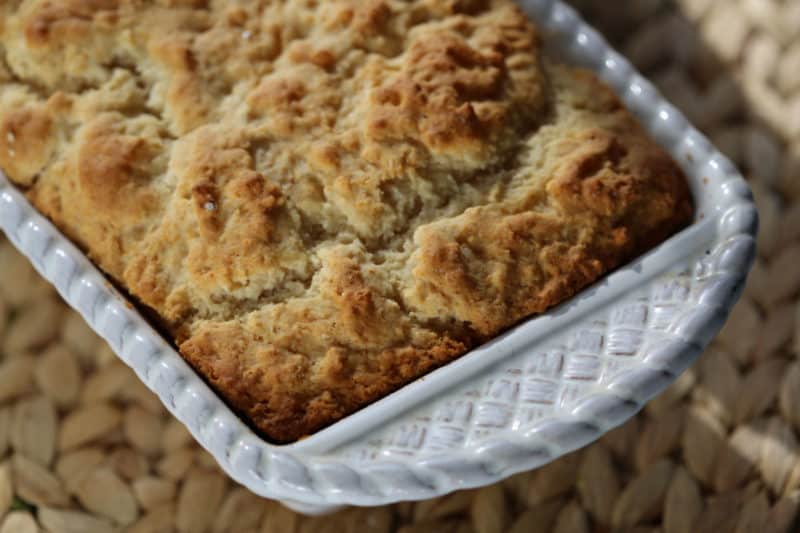 pumpkin bread in a white bread pan