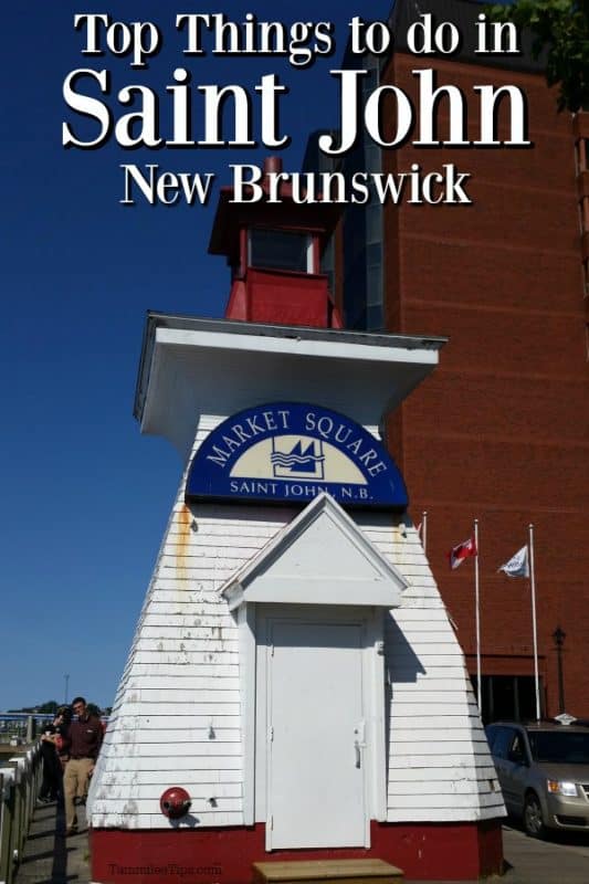 Market Square lighthouse with Things to do in Saint John New Brunswick written above it. 