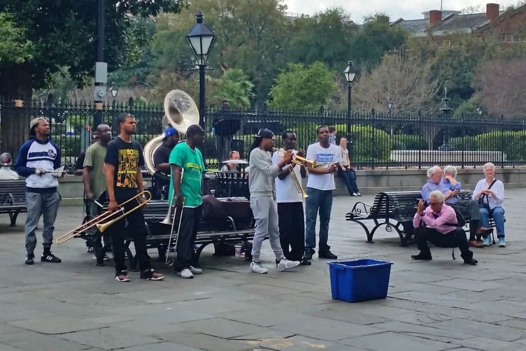 band playing at Jackson Square New Orleans