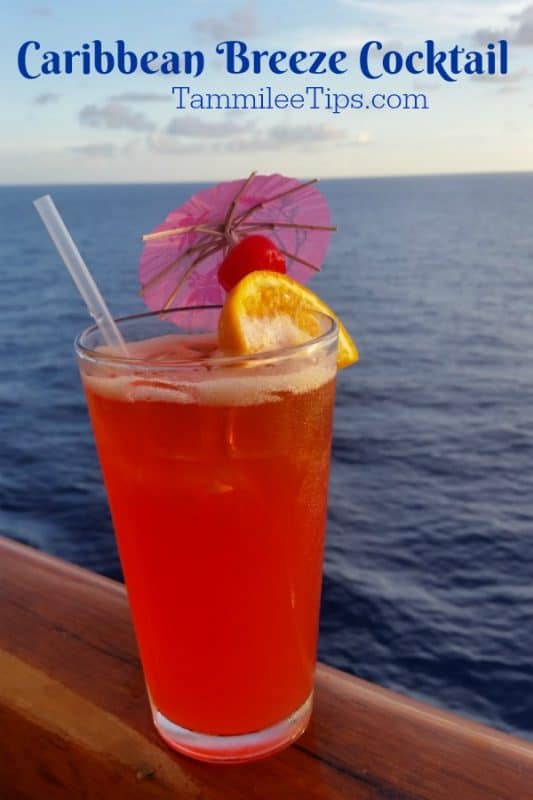 Enjoy a reminder of your amazing Carnival Cruise vacation at home with this Caribbean Breeze Cocktail! The perfect tropical drink for summer!