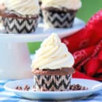 Chocolate Vanilla Cupcakes on a white plate