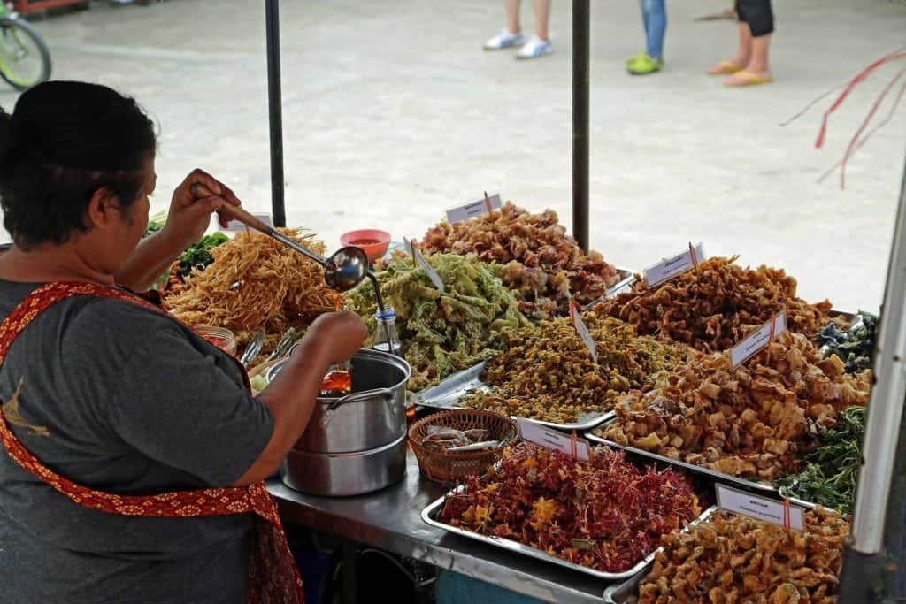 lots of food prepared at Sunday Market Thailand